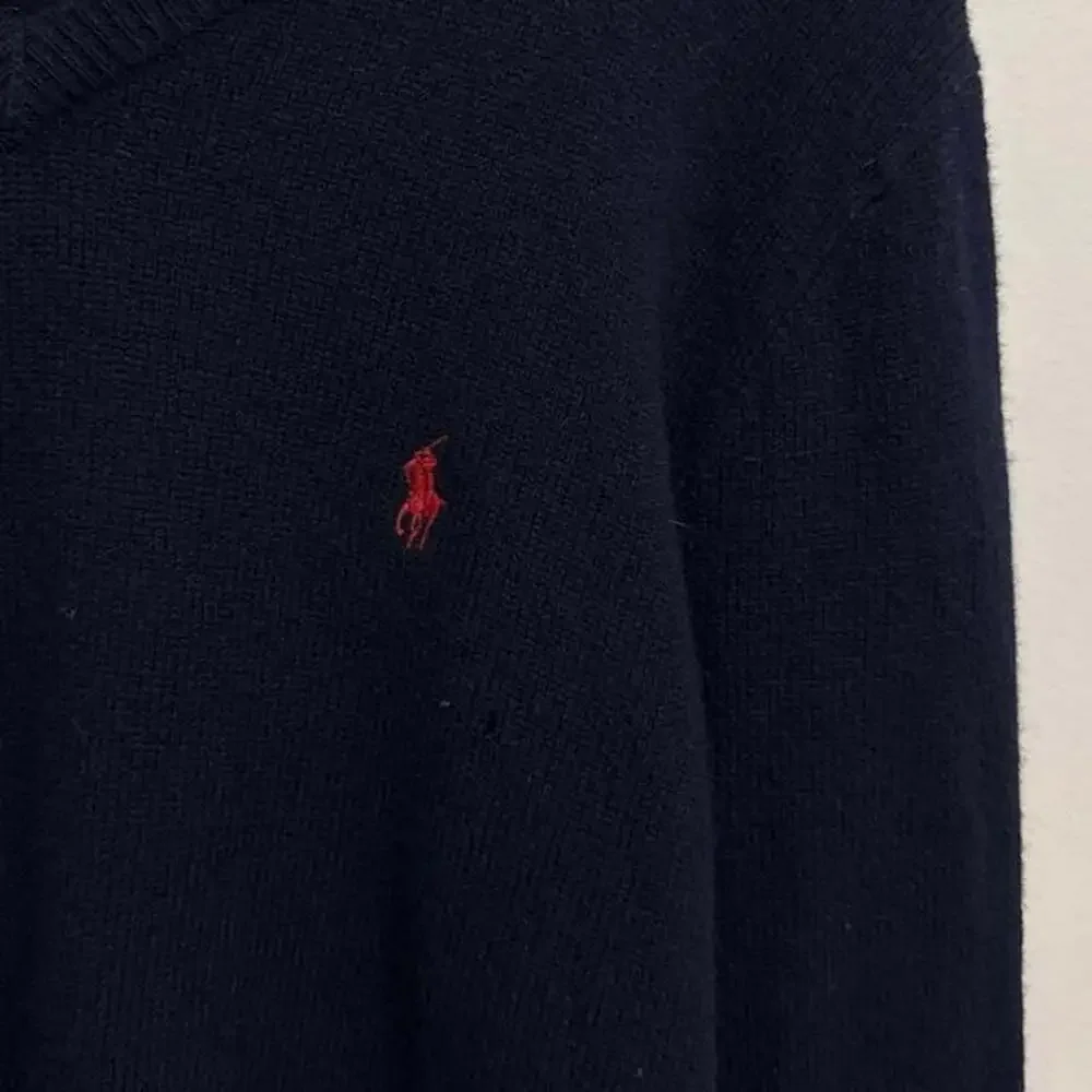 Polo by Ralph Lauren Lambswool V-Neck Sweater Navy Medium